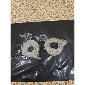 Hand Blown Art Glass Duck Figurines‎ Clear White Speckles Decor